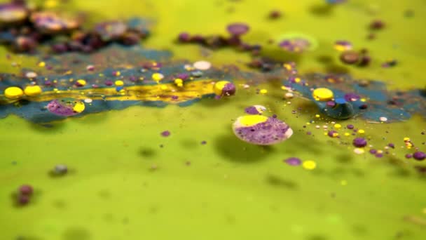 Abstract Colorful Acrylic Food Paint Bubbles Water — 비디오