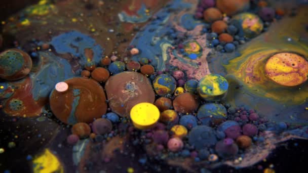 Abstract Colorful Acrylic Food Paint Bubbles Water — 비디오