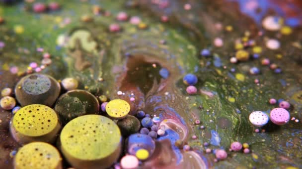 Abstract Colorful Acrylic Food Paint Bubbles Water — 비디오