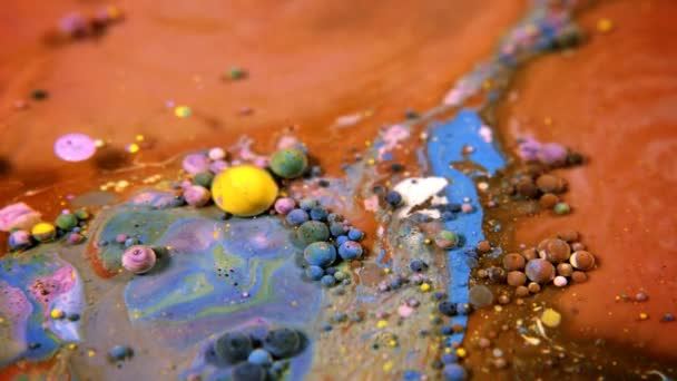 Abstract Colorful Acrylic Food Paint Bubbles Water — 비디오