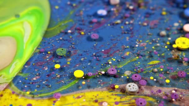 Abstract Colorful Acrylic Food Paint Bubbles Water — Stock Video