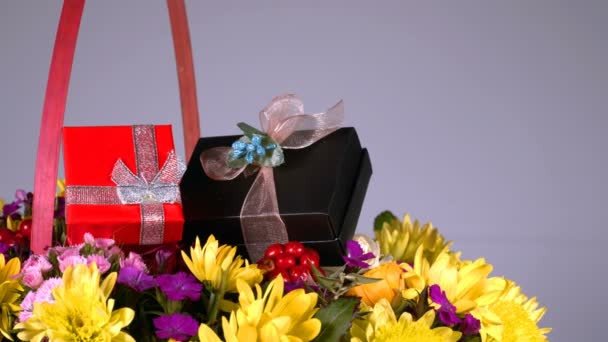 Fiori Colorati Scatole Regalo — Video Stock