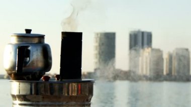 Vintage Teapot Near the Sea