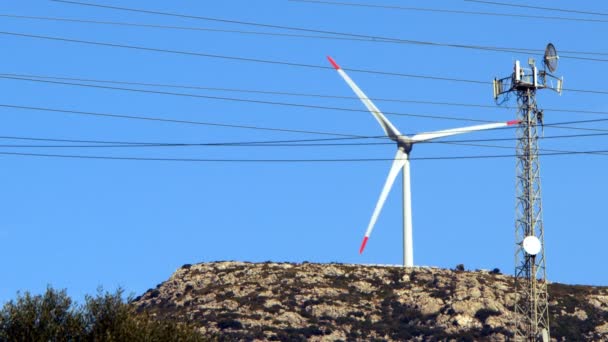 Molino Viento Energía Potencia Poste — Vídeo de stock