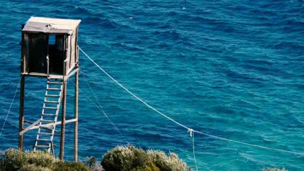 Cabaña Pesca Cerca Del Mar — Vídeo de stock