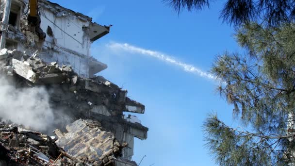 Demolizione Distruzione Vecchio Edificio Della Casa — Video Stock