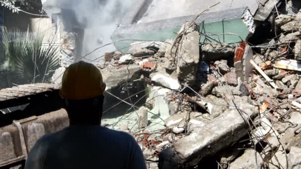 Destrucción Demolución Edificio Casa Vieja — Vídeos de Stock