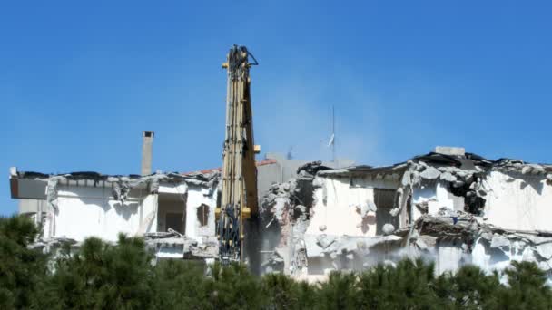 Demolizione Distruzione Vecchio Edificio Della Casa — Video Stock