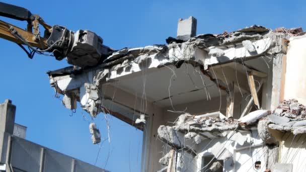 Destrucción Demolución Edificio Casa Vieja — Vídeo de stock