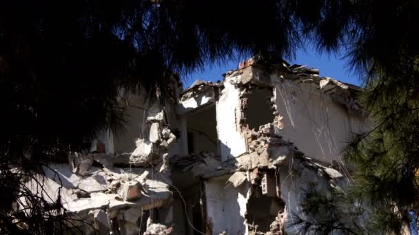 Demolution Destruction Old House Building — Stock Video