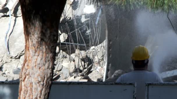 Demolizione Distruzione Vecchio Edificio Della Casa — Video Stock