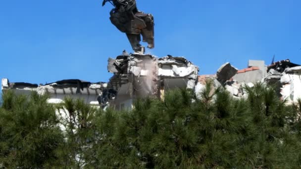 Destrucción Demolución Edificio Casa Vieja — Vídeos de Stock