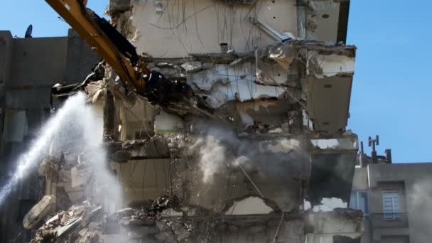 Désintégration Destruction Immeuble Habitation Ancienne — Video