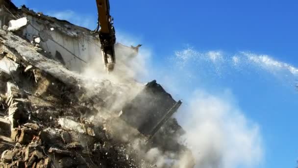 Demolizione Distruzione Vecchio Edificio Della Casa — Video Stock