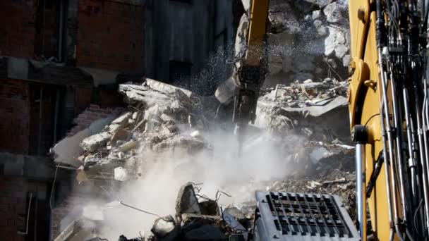 Destrucción Demolución Edificio Casa Vieja — Vídeos de Stock