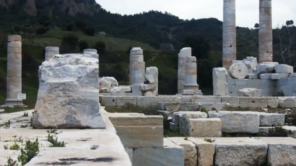 土耳其Salihli Manisa Sardes Lydia古城的阿耳特弥斯神庙 — 图库视频影像