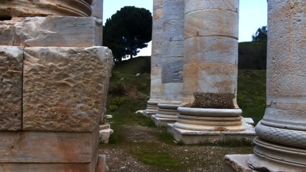 Tempel Van Artemis Sardes Lydia Oude Historische Stad Salihli Manisa — Stockvideo