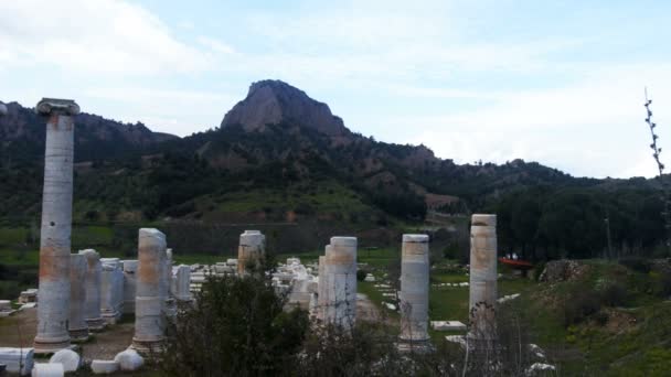 Templo Ártemis Sardes Lydia Cidade Histórica Antiga Salihli Manisa Turquia — Vídeo de Stock