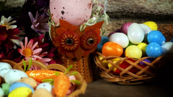 Celebração Tradicional Colorida Easter Paschal Eggs — Vídeo de Stock