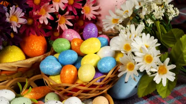 Colorida Celebración Tradicional Huevos Pascuales Pascua — Vídeos de Stock