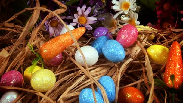 Kleurrijke Traditionele Viering Pasen Pasen Eieren — Stockvideo
