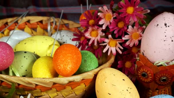 Colorida Celebración Tradicional Huevos Pascuales Pascua — Vídeos de Stock