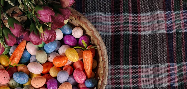 Foto Variopinta Delle Uova Pasquali Pasqua Celebrazione Tradizionale — Foto Stock