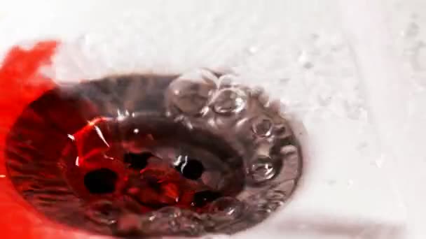 Wasserhahn Waschbecken Bad Und Blut — Stockvideo