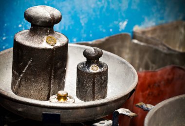 Soyut Pazar Antika Vintage Kilogram Ağırlık Fotoğrafı