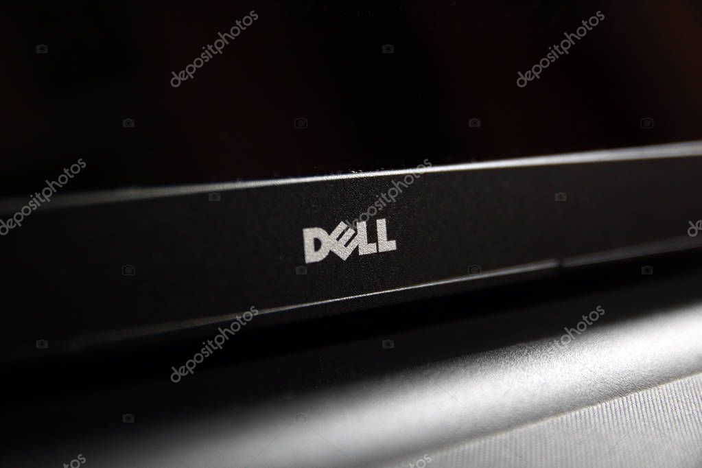 Chernivtsi, Ukraine, June 10, 2017, Studio shooting  -  Company logo Dell laptop technology