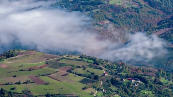 Paisagem com nevoeiro e névoa em movimento — Vídeo de Stock