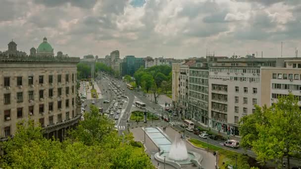 Timelapse of a Belgrade city square. — Stock Video