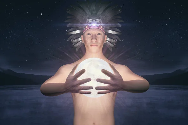 Psychedelic Shaman Shamanic Spiritual Healing Concept Härlig Minimal Bakgrund För — Stockfoto