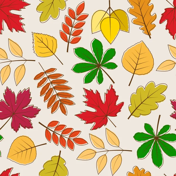 Vettore senza soluzione di continuità sfondo con autunno foglie colorate — Vettoriale Stock