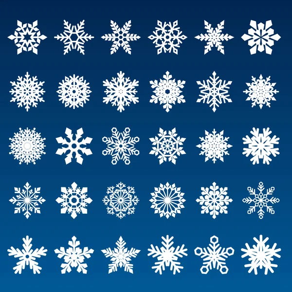 Conjunto de copos de nieve Vector — Vector de stock