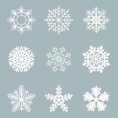vektör kağıt kar taneleri kümesi