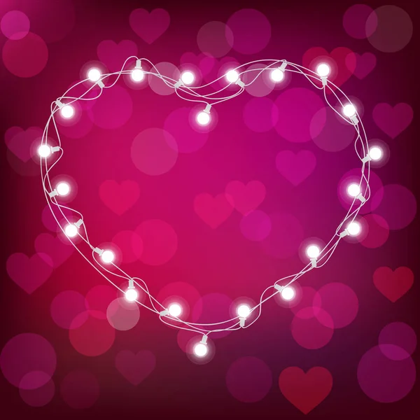 Vector realistic st. valentine's lantern garland on purple background. st. valentine's card — Stock Vector