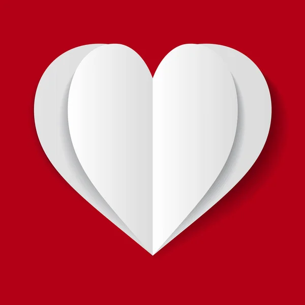 Vector vitt papper hjärtan på röd bakgrund — Stock vektor