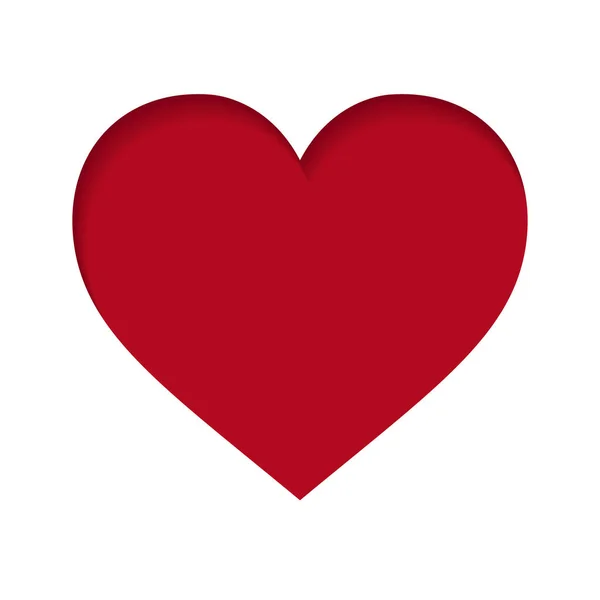 Vector rött papper hjärta på vit bakgrund — Stock vektor