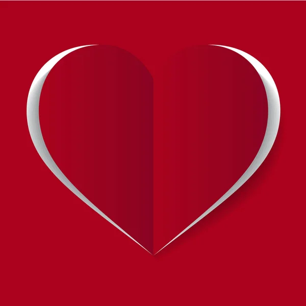 Coeur en papier blanc vectoriel sur fond rouge — Image vectorielle