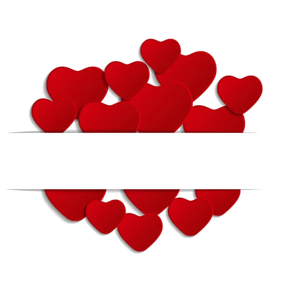 Marco vectorial con pequeños corazones de papel rojo — Vector de stock