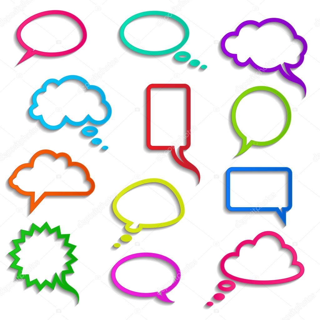 vector collection of realistic colored speech bubbles 