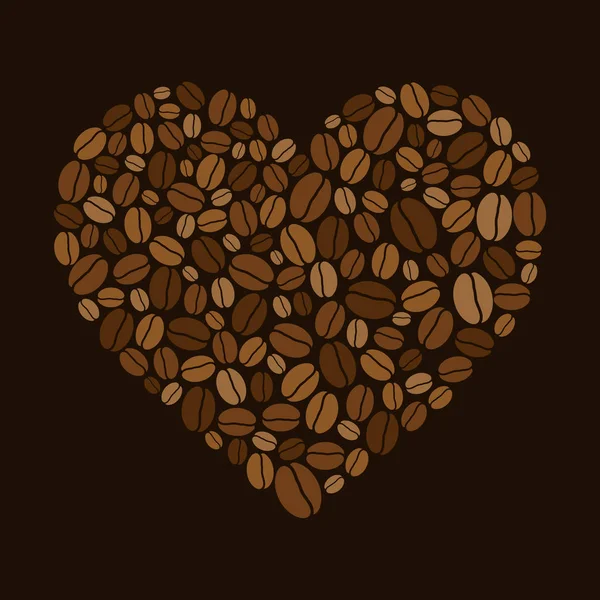 Coração feito de grãos de café coloridos — Vetor de Stock