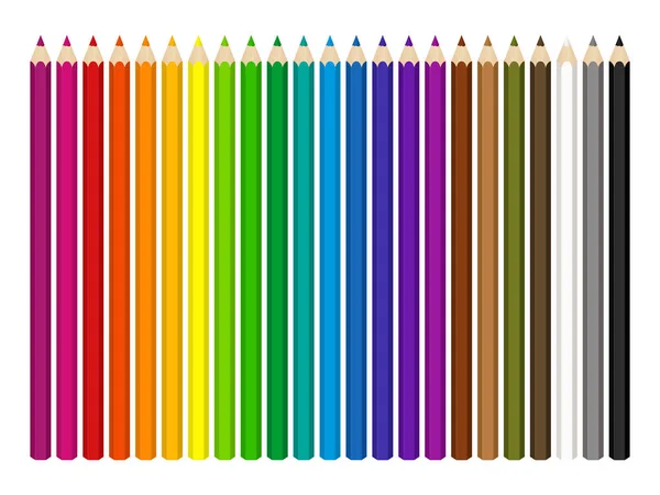 Conjunto vetorial de lápis coloridos no fundo branco — Vetor de Stock