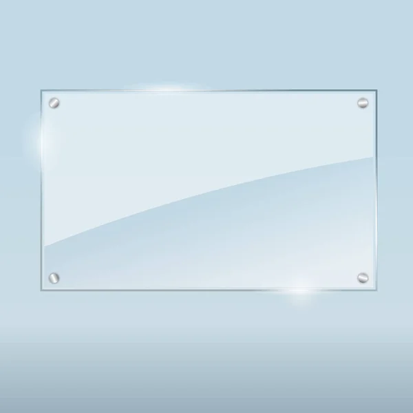 Векторна ілюстрація скляної або пластикової прозорої панелі на синьому фоні — стоковий вектор