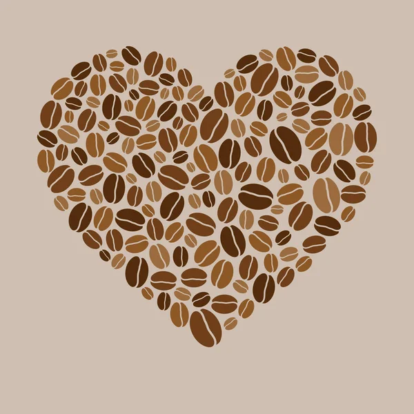 Jantung yang terbuat dari biji kopi berwarna - Stok Vektor