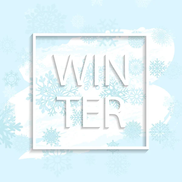 Winterrahmen mit Schneeflocken auf blauem und weißem Speck — Stockvektor