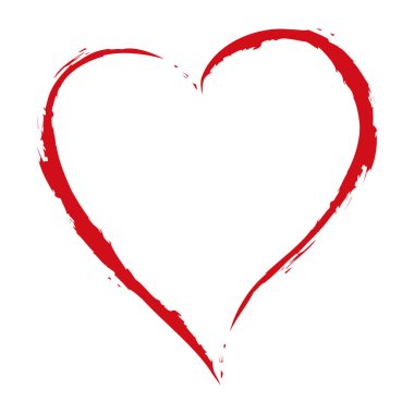 beyaz zemin üzerine fırça ile vektör kırmızı kalp çizim