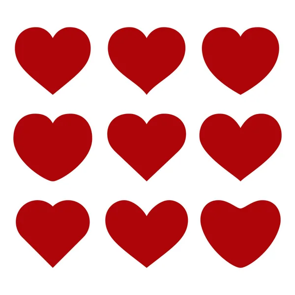 Set of vector red hearts on white background — Stock Vector