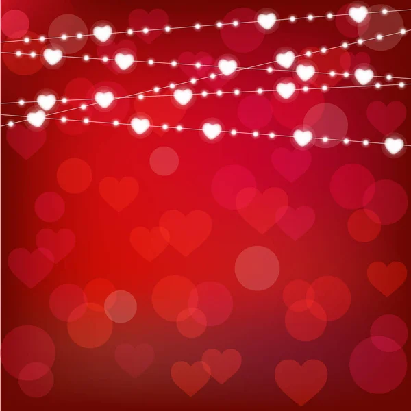 Vector realistic st. valentine's lantern garland on red background. st. valentine's card — Stock Vector